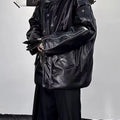2025 Autumn Winter Fashion Motocycle Zipper PU Leather Jacket Cargo Jacket Men Hip Hop Punk Oversized 2025 New Coats