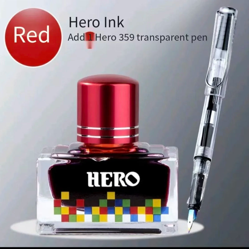 Hero 12 Colors Non-Carbon Ink 40ml Waterproof Quick Dry Fountain Pen Calligraphy Drawing Ink