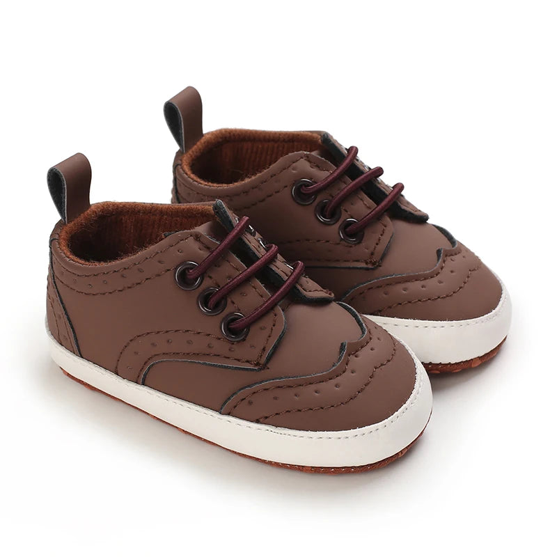 Brown Baptismal Baby Shoes For Boys And Girls Casual Soft Soled Non Slip Baby Shoes For 0-18 Months Baby Walking Shoes