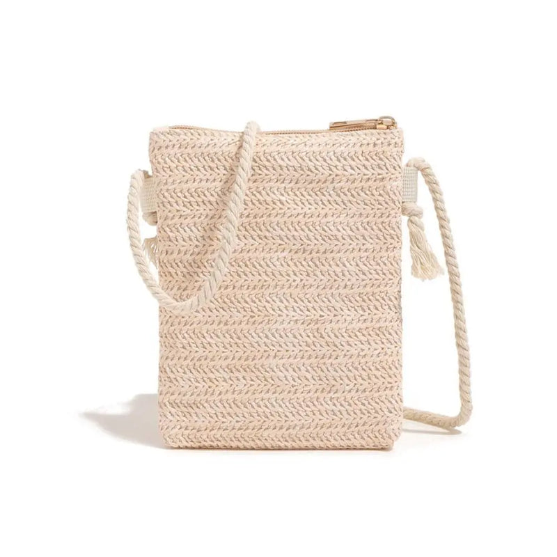 Fashion Straw Shoulder Bag Woven Square Phone Bag Handbags