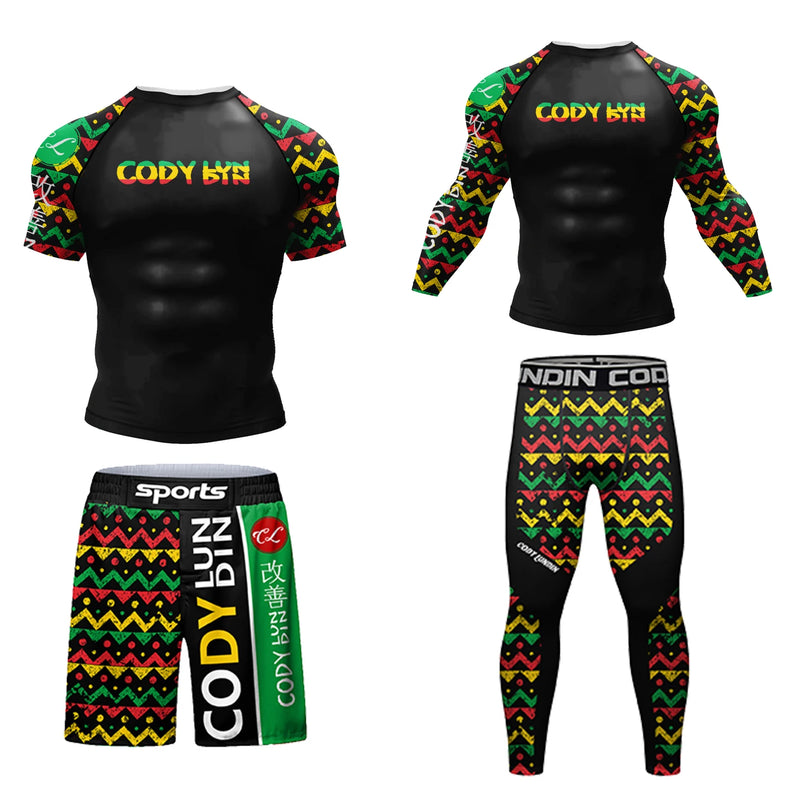 Cody Lundin Durability MMA BJJ Rash Guard Tight Exercise Jogging T - Shirts+Pants 3D Print Compression - View 9 | SAMAG
