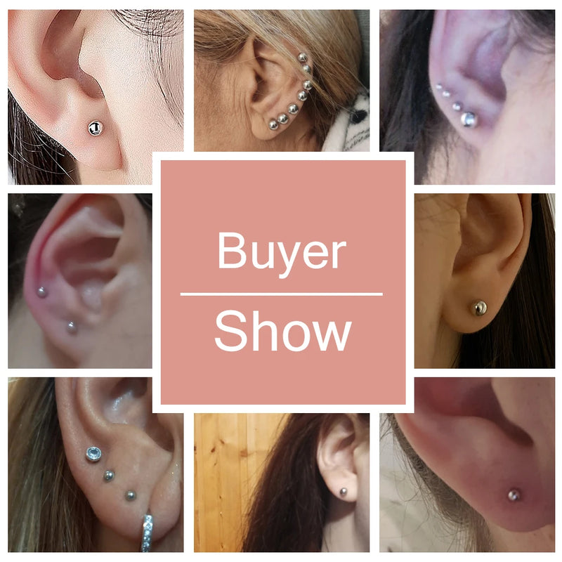 2.5-6mm Ball Stud Earrings 925 Sterling Silver High Quality Ear Studs Piercing Cartilage Small Balls Earring Body Accessories