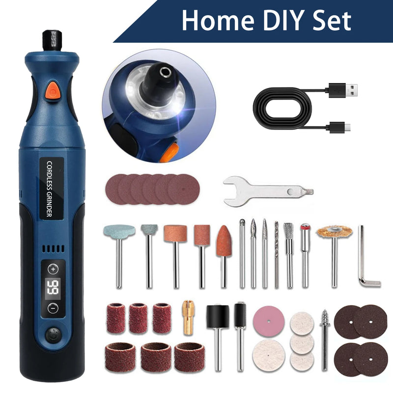 Cordless Rotary Tool Kit Mini, 7.4V 12 - Speed Power USB Rechargeable, for DIY Crafts, Wood Carving - View 9 | SAMAG