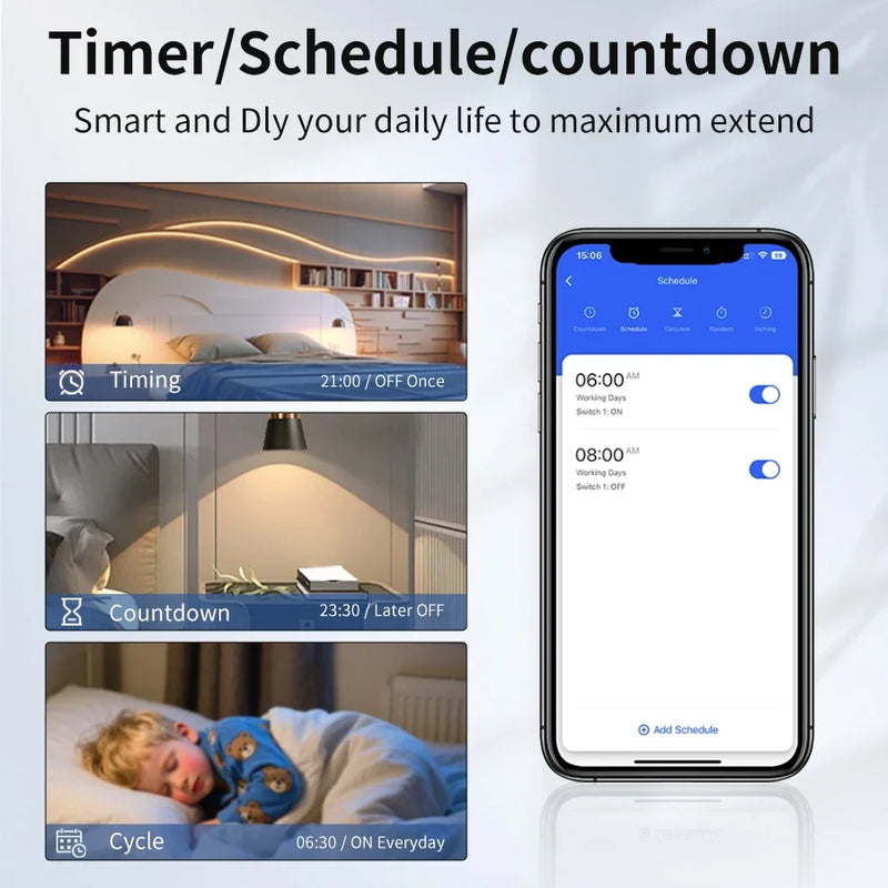 100-240V 16A Tuya Smart WiFi Switch Mini 1/2Gang Breaker Relay Smart Life App Remote Interruptor Google Home Alexa Voice Control