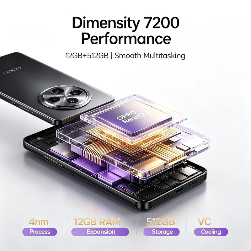 2026 new OPPO Reno12 F 5G 12GB+512GB Unlocked Global Version, 120Hz AMOLED, 50MP AI Camera, Dual SIM