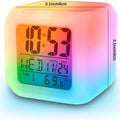 Alarm Clock with 7 Color Changing Night Light, Digital Kid Alarm Clocks with Snooze, Wake Up Digital Clock , Temperature