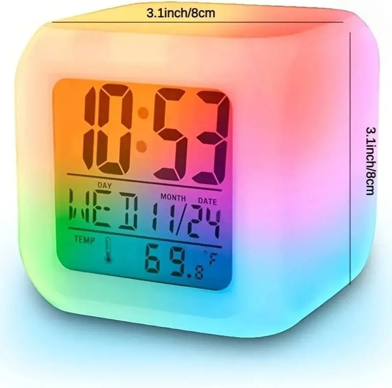 Alarm Clock with 7 Color Changing Night Light, Digital Kid Alarm Clocks with Snooze, Wake Up Digital Clock , Temperature