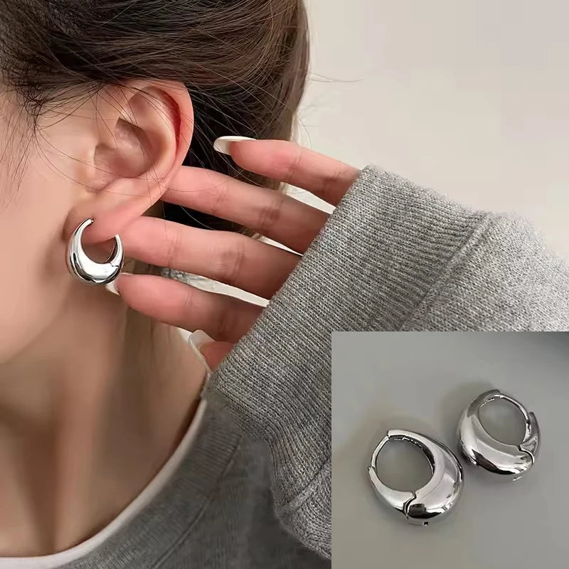 VENTFILLE 925 Sterling Silve Star Hoop Earring for Women Zircon Geometry Wide Office Versatile Jewelry Birthday Gift Dropship