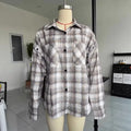 Women's Spring Blouse Jacket Shirt Checkered Short-sleeved Pocket Retro Luxurious Chic Trendy Minimalist Fashionable Comfortable