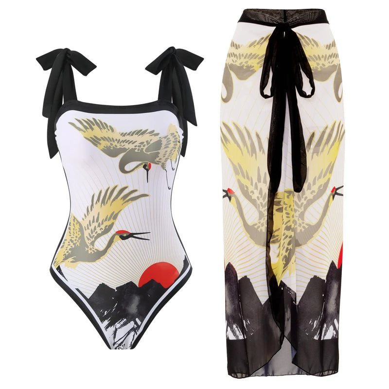 Fashion Women Cover Swimsuit Retro Print Gorgeous - Visuel 13 | SAMAG