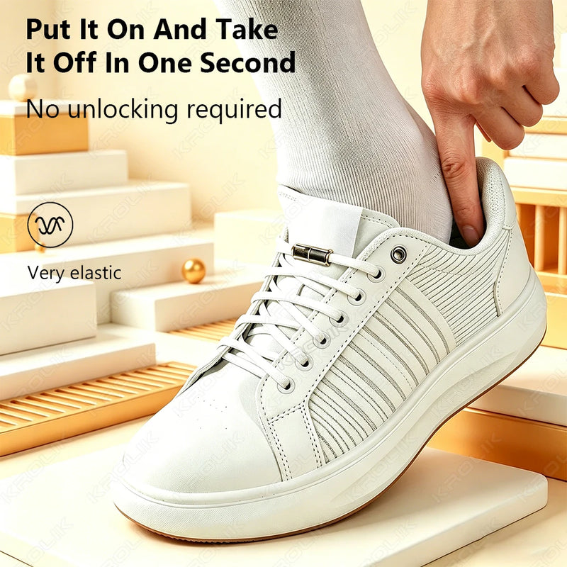 1 Pair New Elastic No Tie Shoelaces Semicircle Shoe Laces For Kids and Adult Sneakers Shoelace Quick Lazy Metal Lock Laces