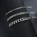 3 5 7mm Width New Trendy Cuban Chain Men Bracelet Classic Stainless Steel Chain Bracelet For Men Women Jewelry Party Gift
