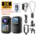 5K Mini Action Camera 4K 60FPS Anti Shake Touch Screen Waterproof Magnetic Pendant Body Cam Motorcycle Bike Outdoor Sport Record