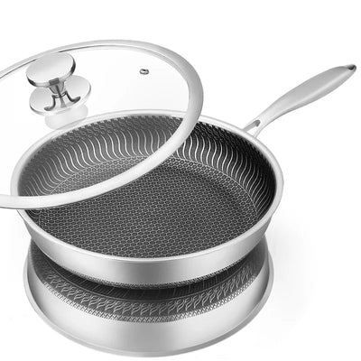 LMETJMA Stainless Steel Frying Pan Nonstick Honeycomb Fry | SAMAG