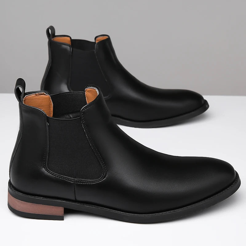 2026 New Mens Casual Leather Chelsea Boots British Style Genuine Leather Outdoor Slip On  Ankle Boots Flat Designer Oxford Shoes