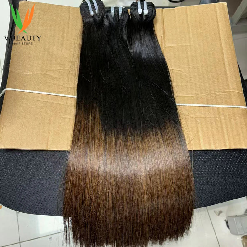 V Beauty Straight Human Hair Bundles Raw Human Hair Extensions Double Drawn 16A Grade Vietnamese Human Hair Virgin Unprocessed