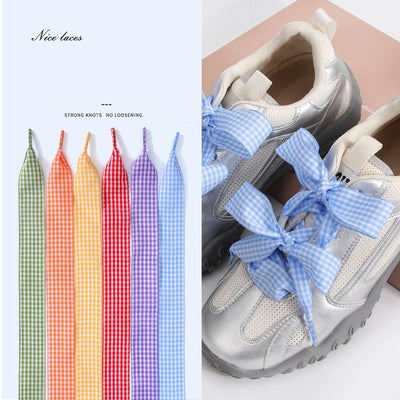 1 Pair Flat Shoelaces Replacement Decorative Check | SAMAG
