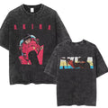 Washed Retro Japanese Anime Akira Print 100%Cotton Men Woment T-shirt Summer Autumn Daily Sports Party Casual Loose Short Sleeve