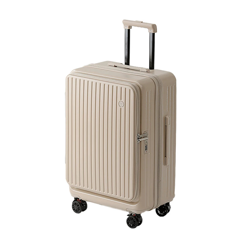 Multifunctional Front Opening Expandable Suitcase with Cup Holder Large Capacity Luggage 360° Shock Absorbing Wheels 20' 24' 28'
