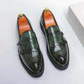 Street Fashion Men's Loafers Thick Sole Big Toe Shoes Trend Green Party Dress Shoes Men's Genuine Leather Casual Shoes 37-46