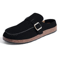 Evshine Women's Fashion Clogs Slippers with Adjustable Buckle Soft Insole Men Flat Mules Suede Beach Shoes Comfy House Slippers