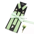 Novalty Sage Green Suspender Bowtie Set For Men Women Kids Romatic Wedding Party Elastic Y-back Straps Pants Shirt Accessory