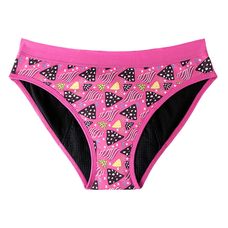 Teens Period Panties Printed Floral Fabric Girls Cotton Underwear 4-Layer Leakproof Heavy Flow Menstrual Panties Briefs