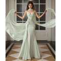 Mint Green Strapless Sweetheart Mermaid Evening Gown Long | SAMAG