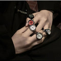 Kiss Jewelry Women Men Vintage Classic Finger Watch Rings Punk Stretchy Strap Quartz Watches Clock Ring Hip-hop anillos 2023