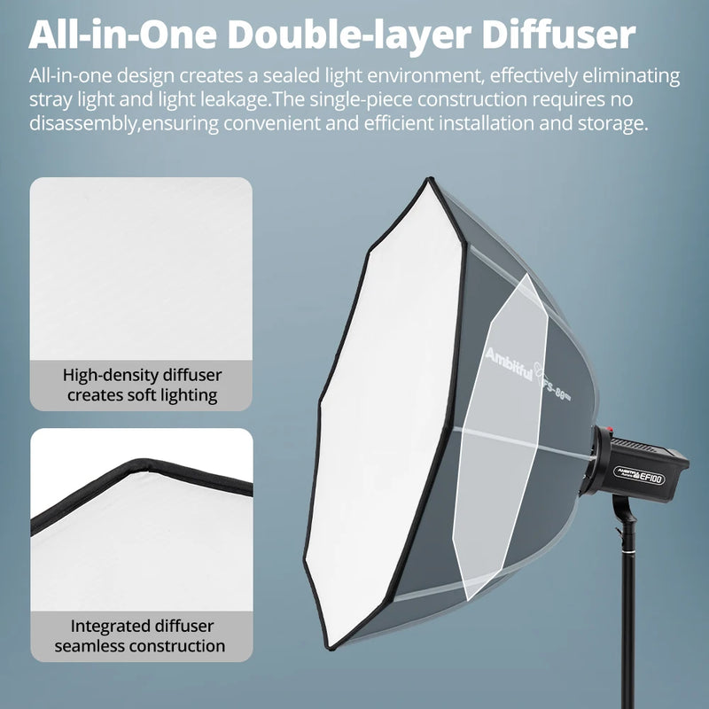 Ambitful FS 40/60/80 PRO Quick Release Softbox Standard Detachable Bowens Mount Octagon Softbox For Studio LED Video COB Ligh