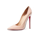 2025 European and American slim and sexy high heels, pointed shallow mouth black patent leather temperament work shoes