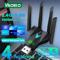 1300Mbps WiFi USB Adapter Dual Band 2.4G+5.8G Driver - free 4 Antennas 3.0 High - Speed Wireless Card Hotspot Sharing | SAMAG