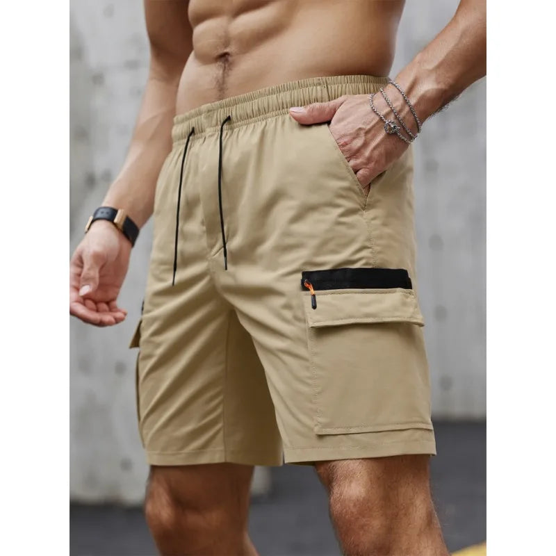 Men's Casual Cargo Shorts Big Pockets Loose Fit Elastic | SAMAG