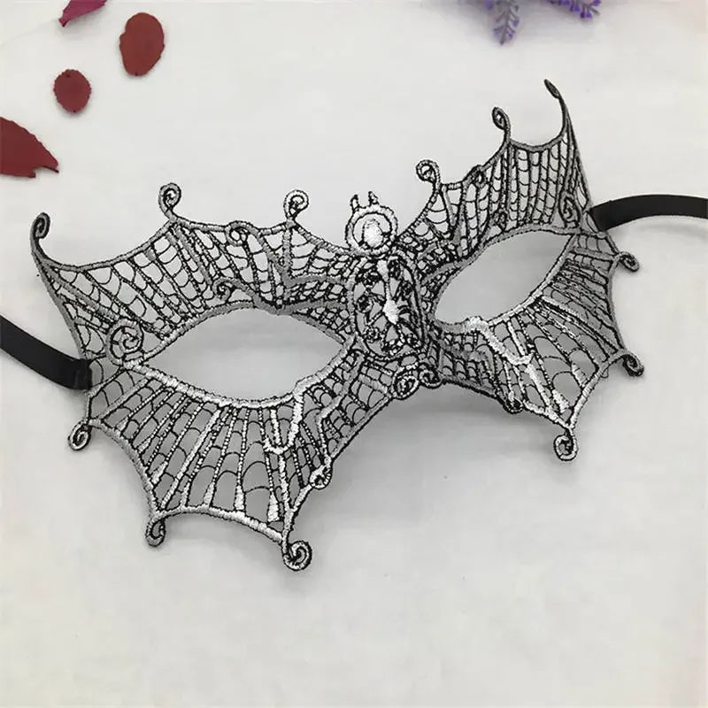 Women's Sexy Half Face Animal Lace Party Mask for Halloween Masquerade Cosplay Party Supplies Ladies Anime Eye Masks Silver