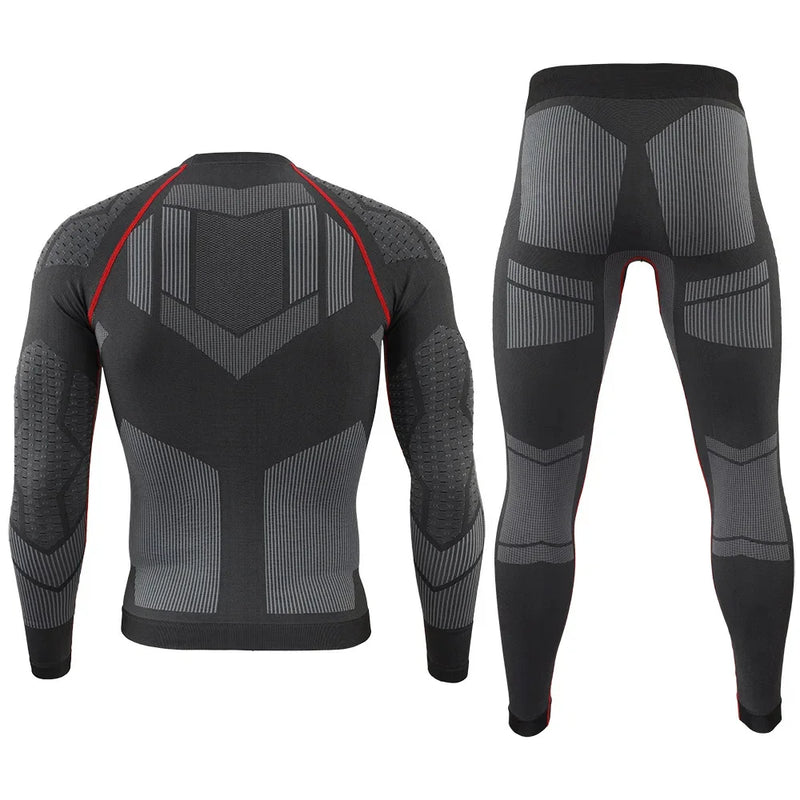 Men's Tactical Thermal Underwear Set for Outdoor Sports, Cycling Training, Fitness, Adjustable Seamless Thermal Clothing
