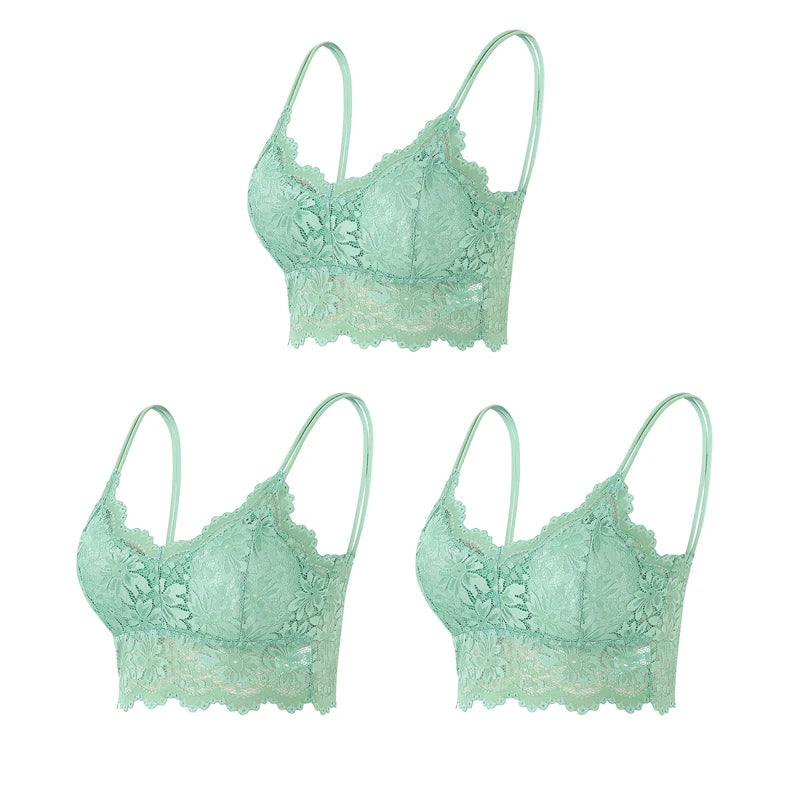 Women's Lace Bras Top Comfortable Bralette Solid Color - Visuel 7 | SAMAG
