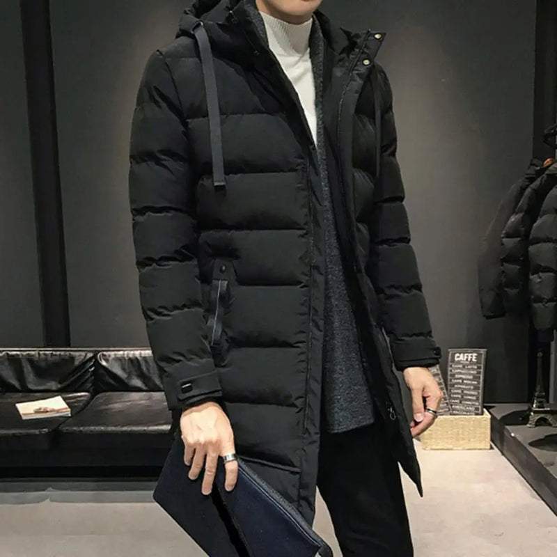 2023 Men Winter Parka Down Coat Casual Parkas Jacket Wind Breaker Winter Overcoat High Collar Mid-length Outdoor Snow Jacket