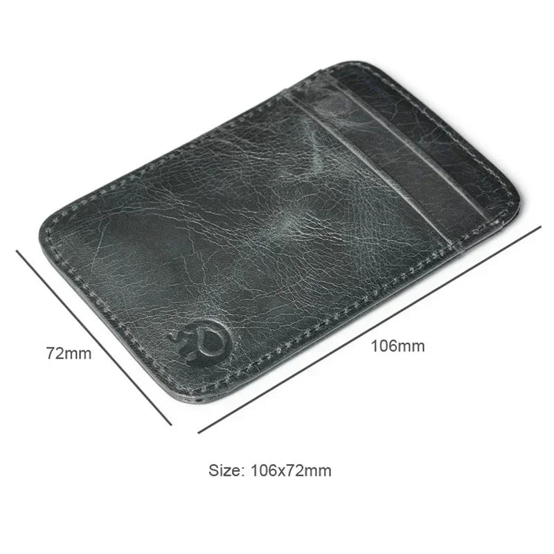 Fashion 100% Genuine Leather Thin Bank Credit Card Case Mini Card Wallet Men Bus Card Holder Cash Change Pack Business ID Pocket
