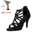Adult Latin Dance Shoes for Woman Soft Sole Heel Sandal Female Cha Cha Tango Professonal Ballroom Training Stage Boots OEM Heel