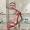Glitter Crystal Decor High Thin Heels Sandals Women Shiny Snake Shaped Elastic Strap Design Sandalias Summer Party Dress Shoes