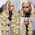 613 Human Hair Wig 13x6 Body Wave Blonde HD Lace Frontal Wig Pre Plucked 13x4 Transparent Lace Front Wigs For Women 200% Density