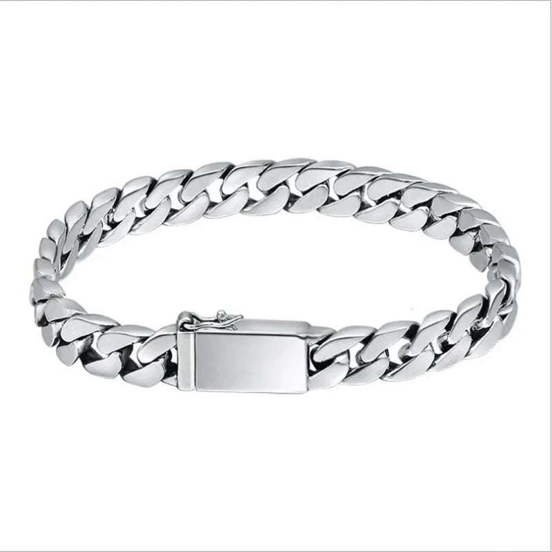 100% S925 Sterling Silver Bracelet 8MM Punk Jewelry Never Fade Carry certificate Men Women Gifts - Visuel 5 | SAMAG