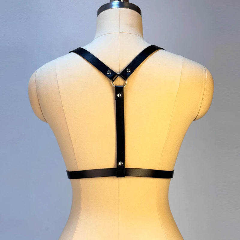 Fashion Punk PU Leather Waist Belt for Women Gothic Body Bondage Chest Harness Belt Adjustable Suspenders Clothing Accessories