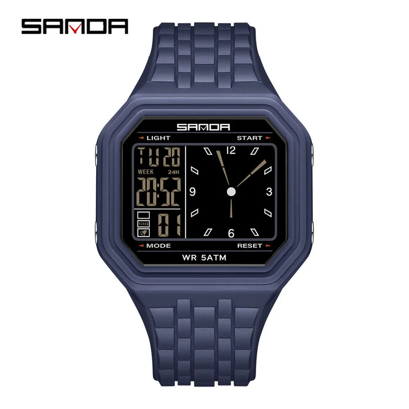 SANDA 6367 New Fashion Electronic Watch Men's 50m Waterproof Night Light Multi Functional Student Trend - Visuel 14 | SAMAG