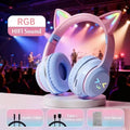 Cat's Ears Headset RGB Light Smile Face TWS Headset Gradient New Headphone Pink Little Girl Earphone Gift Suitable for Any Phone