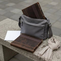 Refillable Business Padfolio Vintage & Design A4 Leather Binder Crazy Horse Leather Folder Multi-Functional 4-Loop Binder Cover