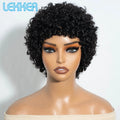 Lekker Black Short Pixie Cut Curly Bob 100% Human Hair Wigs For Women Brazilian Remy Hair Full Machine Made Glueless Daily Wigs
