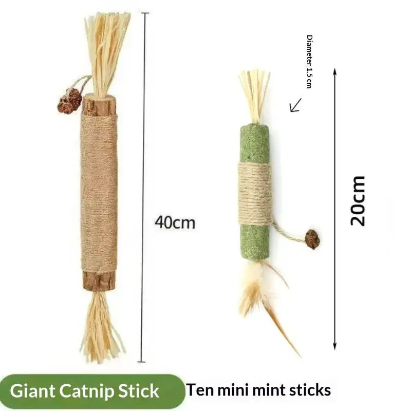 NEW 1/2PCS Cat Toys Made Of Wood Knotweed Teething Sticks Insect Galls Raffia Sisal Rope Teeth Cleaning Toys Cat Teasing Sticks