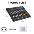 Audio Mixer CT 8 Channel Sound Board Mixing Console Audio Interface PC USB Bluetooth Phantom Digital Effect DJ Live Studio Stage