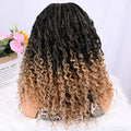 Short Boho Bohemian Box Braids Braided Wig Full Lace Boho Braided Wigs Synthetic Curly Hair with Baby Hair for Black Women